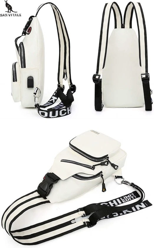 Korting ⌛ San Vitale® - Vegan Leren Slingbag - SBag - Schoudertas - Rugzak - Crossbody Bag - Zwart ???? 6 Korting ⌛ San Vitale® - Vegan Leren Slingbag - SBag - Schoudertas - Rugzak - Crossbody Bag - Zwart ???? - Afbeelding 4