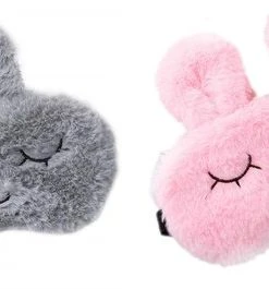 Goedkoop ???? Merkloos 2- Pack - Dames - Tieners Slaapmaskers - Roze & Grijs - Konijn ????