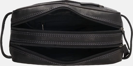 Promo ???? Hide & Stitches Japura Leren Toilettas - Zwart ???? 4 Promo ???? Hide & Stitches Japura Leren Toilettas - Zwart ???? - Afbeelding 2