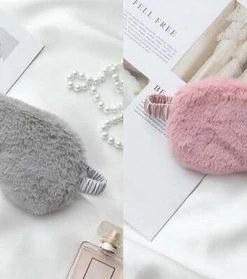 Beste Pirce ⭐ MINIIYOU 2 Stuks - Pluchen Dames Slaapmasker Grijs En Roze - Reismasker Met Vacht - Oogmasker ????