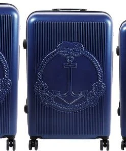 Uitgang ???? Biggdesign Ocean Reiskoffer - ???? Handbagage Koffer - Baggage Set - Marineblauw-3 Stuks ✔️