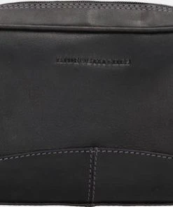 Promo ???? Hide & Stitches Japura Leren Toilettas - Zwart ????