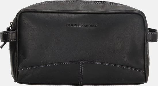 Promo ???? Hide & Stitches Japura Leren Toilettas - Zwart ???? 3 Promo ???? Hide & Stitches Japura Leren Toilettas - Zwart ????