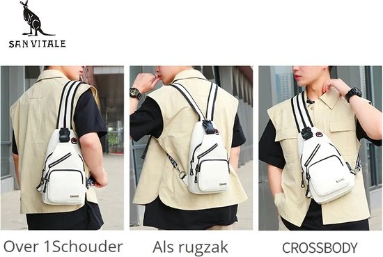 Korting ⌛ San Vitale® - Vegan Leren Slingbag - SBag - Schoudertas - Rugzak - Crossbody Bag - Zwart ???? 8 Korting ⌛ San Vitale® - Vegan Leren Slingbag - SBag - Schoudertas - Rugzak - Crossbody Bag - Zwart ???? - Afbeelding 6