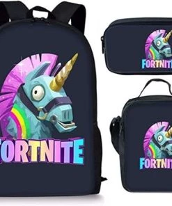Groothandel ???? Gift Land® Fortnite Rugzak- Kinder Rugtas En Pennen Etui Met Een Bijhorende Lunchtas - Blauw Schooltas - 16 Liter - 3 Ritsvakken ????