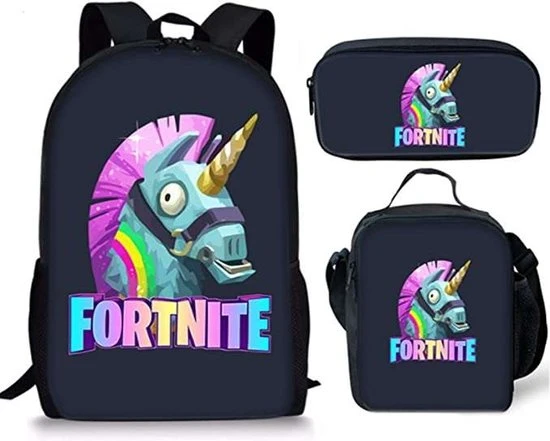 Groothandel ???? Gift Land® Fortnite Rugzak- Kinder Rugtas En Pennen Etui Met Een Bijhorende Lunchtas - Blauw Schooltas - 16 Liter - 3 Ritsvakken ???? 3 Groothandel ???? Gift Land® Fortnite Rugzak- Kinder Rugtas En Pennen Etui Met Een Bijhorende Lunchtas - Blauw Schooltas - 16 Liter - 3 Ritsvakken ????