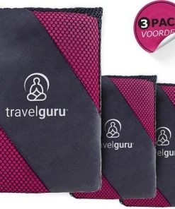 Beste deal ???? TravelGuru Microvezel Reishanddoek Set Van 3 - 1x Large (85 * 150cm), 2x Small (40 * 80 Cm) - Microvezel Handdoek - Sneldrogende, Lichtgewicht Handdoek Ideaal Voor Sporten, Reizen, Outdoor & Strand - Microfiber Travel Towel XL - Roze ????