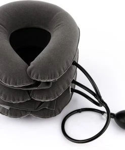 Uitgang ???? Xenium Anti Nekpijn Kussen - Nekbrace - Nekkraag - Neksteun - Opblaasbaar - Nekkussen - Reiskussen - Neksteunkussen - Nekpijn - Rugpijn - Flanel Stof ????