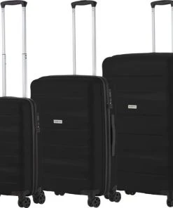 Coupon ✔️ CarryOn Porter ® Kofferset - TSA Trolleyset 3-delig Met OKOBAN - Dubbele Wielen - Zwart ????
