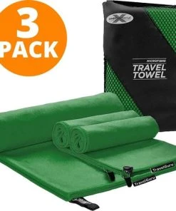Kopen ⭐ TravelGuru Microvezel Reishanddoek Set Van 3 - 1x Large (85 * 150cm), 2x Small (40 * 80 Cm) - Sneldrogende, Lichtgewicht Handdoek Ideaal Voor Sporten, Reizen, Outdoor & Strand - Microfiber Travel Towel - Groen ????