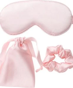 Beste deal ❤️ Malinsi Slaapmasker 3-in-1 Bijpassend Zakje En Scrunchie - Roze - Oogmasker - Vrouwen - Zijde - Slaapmaskers - Slaap - Cadeau Voor Haar - Sinterklaas & Kerst ????