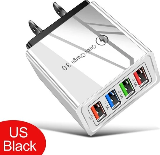 Goedkoop ???? Merkloos Reisstekker - USA USB Oplader - Amerikaanse Stekker - Usb Oplader - Usb Stekker - Snel Lader - 3.0 3A Usb Lader - Telefoon Adapter - 4 Poorten - Amerikaanse Stekker - Wit/zwart ???? 4 Goedkoop ???? Merkloos Reisstekker - USA USB Oplader - Amerikaanse Stekker - Usb Oplader - Usb Stekker - Snel Lader - 3.0 3A Usb Lader - Telefoon Adapter - 4 Poorten - Amerikaanse Stekker - Wit/zwart ???? - Afbeelding 2