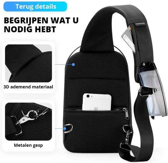 Nieuw ???? Brandie Fenruien - Rugzak - Schoudertas - Voor Heren Tas - Upgrade Stijl - Crossbody Tas Heren - 6386 - Zwart - 8*19*29 Cm - Lijn Polyester - Waterdicht - Heuptas - Schooltas - Reistassen - Draagtas - Oxford - Klep - 0,6 Kg ❤️ 8 Nieuw ???? Brandie Fenruien - Rugzak - Schoudertas - Voor Heren Tas - Upgrade Stijl - Crossbody Tas Heren - 6386 - Zwart - 8*19*29 Cm - Lijn Polyester - Waterdicht - Heuptas - Schooltas - Reistassen - Draagtas - Oxford - Klep - 0,6 Kg ❤️ - Afbeelding 6