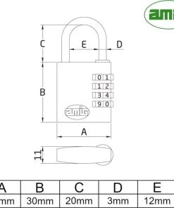 Goedkoopste ❤️ AMIG Hangslot 25 X 55mm – 3-cijferig Cijferslot – Kofferslot – Zwart – 3 Stuks ???? -Herschel Shop 550x542 4