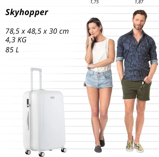 Promo ???? CarryOn Skyhopper Reiskoffer - 78cm TSA Trolley Met OKOBAN - Dubbele Wielen - Wit ???? 11 Promo ???? CarryOn Skyhopper Reiskoffer - 78cm TSA Trolley Met OKOBAN - Dubbele Wielen - Wit ???? - Afbeelding 9
