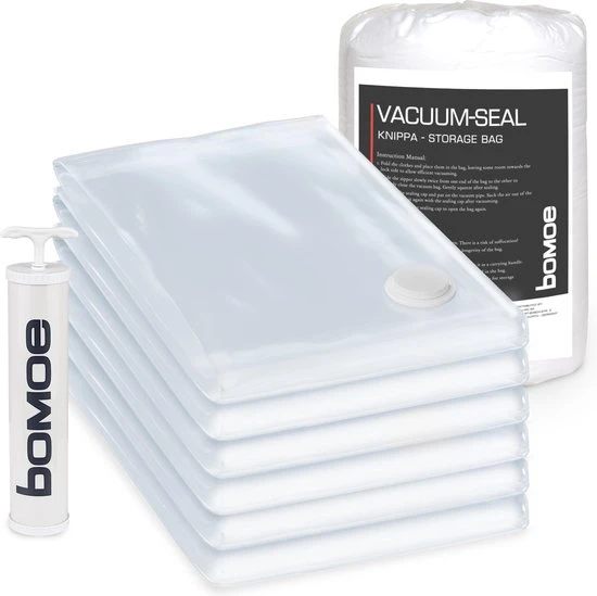 Gloednieuw ???? Bomoe Vacuumzakken Kleding Knippa – Set á 6 Stuks Herbruikbaar Vacuum Opbergzakken – Compressiezakken Met Pomp - Vacuum Bags – Maat L ???? 3 Gloednieuw ???? Bomoe Vacuumzakken Kleding Knippa – Set á 6 Stuks Herbruikbaar Vacuum Opbergzakken – Compressiezakken Met Pomp - Vacuum Bags – Maat L ????
