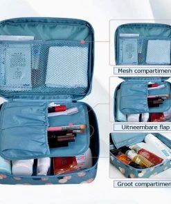 Gloednieuw ???? Fako Fashion® - Make Up Tasje Rechthoek - Cosmetica Organizer - Toilettas - 21x16x8cm - Stippen Navy Blauw ???? -Herschel Shop 550x550 105