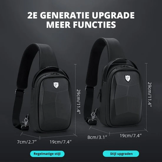 Nieuw ???? Brandie Fenruien - Rugzak - Schoudertas - Voor Heren Tas - Upgrade Stijl - Crossbody Tas Heren - 6386 - Zwart - 8*19*29 Cm - Lijn Polyester - Waterdicht - Heuptas - Schooltas - Reistassen - Draagtas - Oxford - Klep - 0,6 Kg ❤️ 5 Nieuw ???? Brandie Fenruien - Rugzak - Schoudertas - Voor Heren Tas - Upgrade Stijl - Crossbody Tas Heren - 6386 - Zwart - 8*19*29 Cm - Lijn Polyester - Waterdicht - Heuptas - Schooltas - Reistassen - Draagtas - Oxford - Klep - 0,6 Kg ❤️ - Afbeelding 3