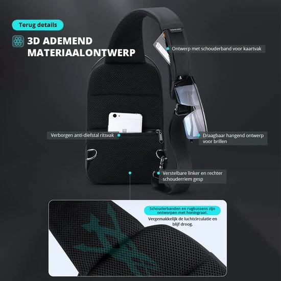 Nieuw ???? Brandie Fenruien - Rugzak - Schoudertas - Voor Heren Tas - Upgrade Stijl - Crossbody Tas Heren - 6386 - Zwart - 8*19*29 Cm - Lijn Polyester - Waterdicht - Heuptas - Schooltas - Reistassen - Draagtas - Oxford - Klep - 0,6 Kg ❤️ 14 Nieuw ???? Brandie Fenruien - Rugzak - Schoudertas - Voor Heren Tas - Upgrade Stijl - Crossbody Tas Heren - 6386 - Zwart - 8*19*29 Cm - Lijn Polyester - Waterdicht - Heuptas - Schooltas - Reistassen - Draagtas - Oxford - Klep - 0,6 Kg ❤️ - Afbeelding 12