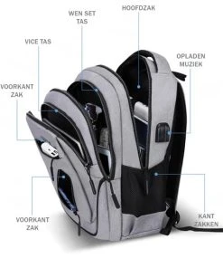 Kopen ???? JASC - Rugzak - Reistas/Schooltas Voor Unisex - 17.3 Inch Laptop Tas - Waterdicht - Met USB-Oplaadpoort Voor Koptelefoon - Grote Capaciteit - Zacht Handvat Zak - Meerdere Vakken - Gemakkelijk Te Reizen - Vierkant Zak - Maat 50*35*19 Cm - Wit Grijs ⭐ -Herschel Shop 550x550 406