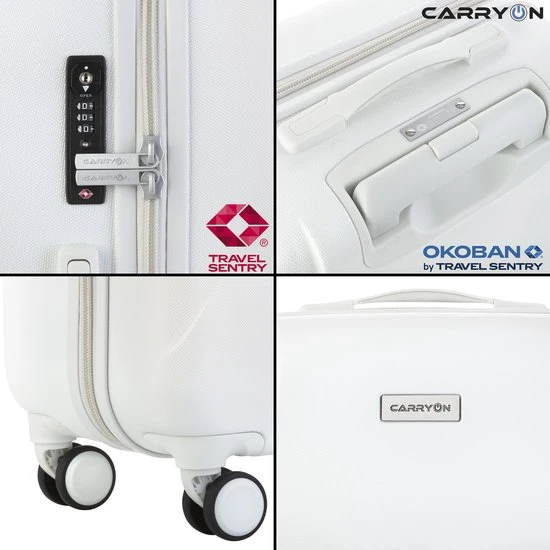 Promo ???? CarryOn Skyhopper Reiskoffer - 78cm TSA Trolley Met OKOBAN - Dubbele Wielen - Wit ???? 8 Promo ???? CarryOn Skyhopper Reiskoffer - 78cm TSA Trolley Met OKOBAN - Dubbele Wielen - Wit ???? - Afbeelding 6
