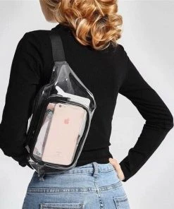 Uitgang ???? Merkloos Heuptas Holografisch - Fanny Pack - Buideltasje - Heuptasje Dames - Festival Tasje - PVC - 28 X 15 Cm - Transparant - Zwart ???? -Herschel Shop 550x550 625