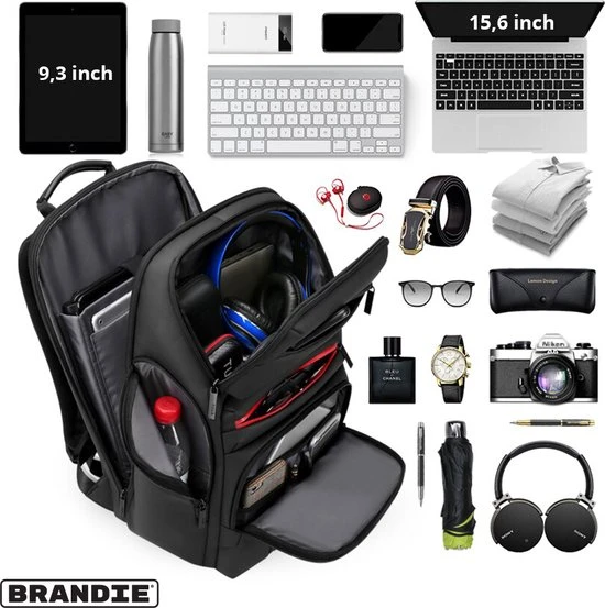 Nieuw ???? Brandie® - Rugzak - Laptop Rugzak Tot 15.6 Inch Voor Unisex - Schooltas - Waterdicht - Anti-diefstal TSA Slot - Capaciteit 39L - USB Poort - Met Regenhoes - Schoudertas Voor Reizen En Zakelijk Werk - Gewicht 1.3KG - Maat 30*22*46 Inch - Zwart Gery ⌛ 11 Nieuw ???? Brandie® - Rugzak - Laptop Rugzak Tot 15.6 Inch Voor Unisex - Schooltas - Waterdicht - Anti-diefstal TSA Slot - Capaciteit 39L - USB Poort - Met Regenhoes - Schoudertas Voor Reizen En Zakelijk Werk - Gewicht 1.3KG - Maat 30*22*46 Inch - Zwart Gery ⌛ - Afbeelding 9