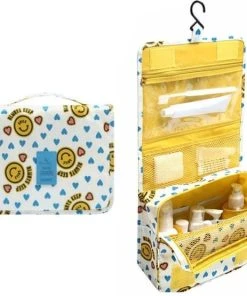 Beste Verkoop ???? Fako Fashion® - Toilettas Met Haak - Travel Bag - Organizer Voor Toiletartikelen - Reisartikelen - Travel Bag - Ophangbare Toilettas - Smiley Geel ????