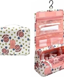 Gloednieuw ???? Fako Fashion® - Toilettas Met Haak - Travel Bag - Organizer Voor Toiletartikelen - Reisartikelen - Travel Bag - Ophangbare Toilettas - Smiley Roze ????