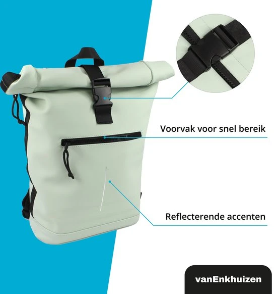Hete verkoop ✔️ Van Enkhuizen VanEnkhuizen Rolltop Rugzak Met Laptopvak 15,6 Inch - 20 Liter - Waterafstotend En Thermo Materiaal - Mint ???? 11 Hete verkoop ✔️ Van Enkhuizen VanEnkhuizen Rolltop Rugzak Met Laptopvak 15,6 Inch - 20 Liter - Waterafstotend En Thermo Materiaal - Mint ???? - Afbeelding 9
