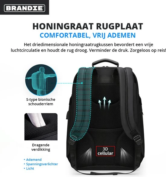 Nieuw ???? Brandie® - Rugzak - Laptop Rugzak Tot 15.6 Inch Voor Unisex - Schooltas - Waterdicht - Anti-diefstal TSA Slot - Capaciteit 39L - USB Poort - Met Regenhoes - Schoudertas Voor Reizen En Zakelijk Werk - Gewicht 1.3KG - Maat 30*22*46 Inch - Zwart Gery ⌛ 4 Nieuw ???? Brandie® - Rugzak - Laptop Rugzak Tot 15.6 Inch Voor Unisex - Schooltas - Waterdicht - Anti-diefstal TSA Slot - Capaciteit 39L - USB Poort - Met Regenhoes - Schoudertas Voor Reizen En Zakelijk Werk - Gewicht 1.3KG - Maat 30*22*46 Inch - Zwart Gery ⌛ - Afbeelding 2
