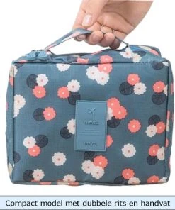 Gloednieuw ???? Fako Fashion® - Make Up Tasje Rechthoek - Cosmetica Organizer - Toilettas - 21x16x8cm - Stippen Navy Blauw ???? -Herschel Shop 550x612