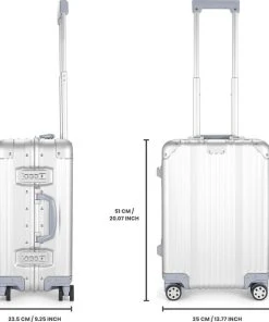 Beste Verkoop ???? Aluminium ???? Handbagage Koffer Mozzel Darrow - Reiskoffer Met Wielen - 35 Liter - Harde Koffer - Zilver ⭐ -Herschel Shop 550x629 6