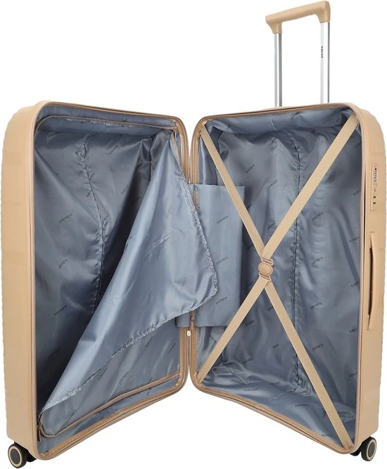 Gloednieuw ✨ Decent Harde Koffer / Trolley / Reiskoffer - Explorer - 77 Cm (XL) - Champagne ???? 6 Gloednieuw ✨ Decent Harde Koffer / Trolley / Reiskoffer - Explorer - 77 Cm (XL) - Champagne ???? - Afbeelding 4