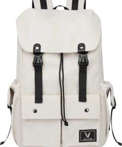 Beste Verkoop ???? Heanvèr HEANVER Modern Canvas Rugzak - Waterdichte Rugtas 28L - 15,6 Inch Laptop Tas - Rijst Wit ????