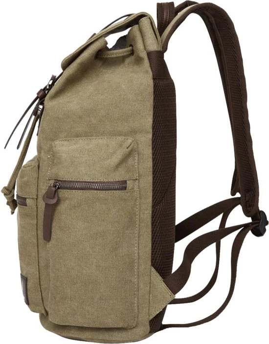 Coupon ???? Heanvèr HEANVER Vintage Canvas Rugzak - Waterdichte Rugtas 27L - 15,6 Inch Laptop Tas - Groen ???? 7 Coupon ???? Heanvèr HEANVER Vintage Canvas Rugzak - Waterdichte Rugtas 27L - 15,6 Inch Laptop Tas - Groen ???? - Afbeelding 5