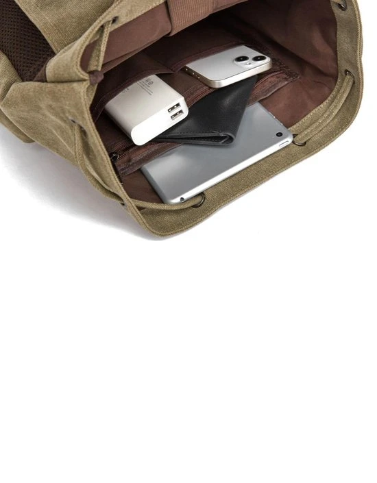 Coupon ???? Heanvèr HEANVER Vintage Canvas Rugzak - Waterdichte Rugtas 27L - 15,6 Inch Laptop Tas - Groen ???? 10 Coupon ???? Heanvèr HEANVER Vintage Canvas Rugzak - Waterdichte Rugtas 27L - 15,6 Inch Laptop Tas - Groen ???? - Afbeelding 8